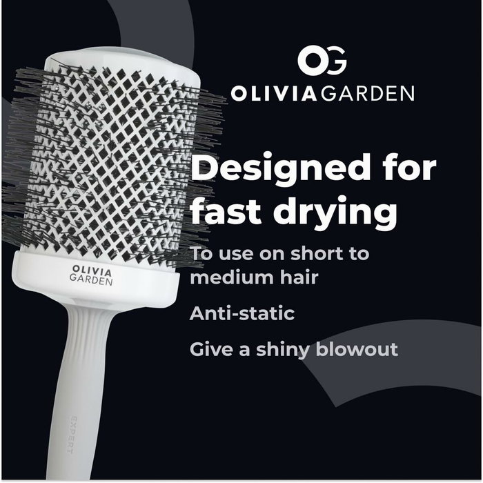 Olivia Garden EXPERT Blowout 'SHINE' Cepillo Redondo Cerámico Iónico 80 mm - Cabezal Cerámico, Turmalina, Ergonomico, Manejable, 1 u