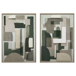 DKD Home Decor Cuadro Lienzo MDF Abstracto 3D Pack de 2