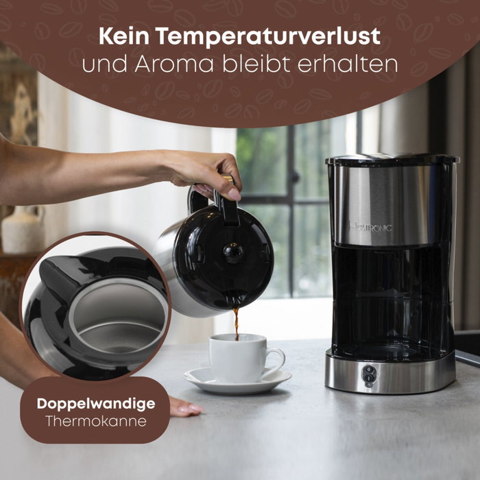 Clatronic KA 3805 Cafetera de goteo con jarra térmica de acero inoxidable