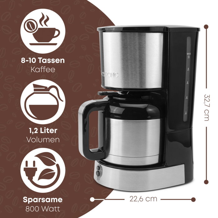 Clatronic KA 3805 Cafetera de goteo con jarra térmica de acero inoxidable