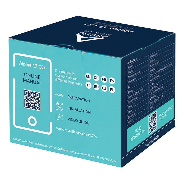 ARCTIC Alpine 17 CO Refrigerador de Aire para Procesador Intel LGA 1700