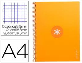 Antartik Cuaderno Espiral A4 Micro Antartik Tapa Forrada 80 Hojas 90gr Cuadro 5mm 1 Banda Mostaza