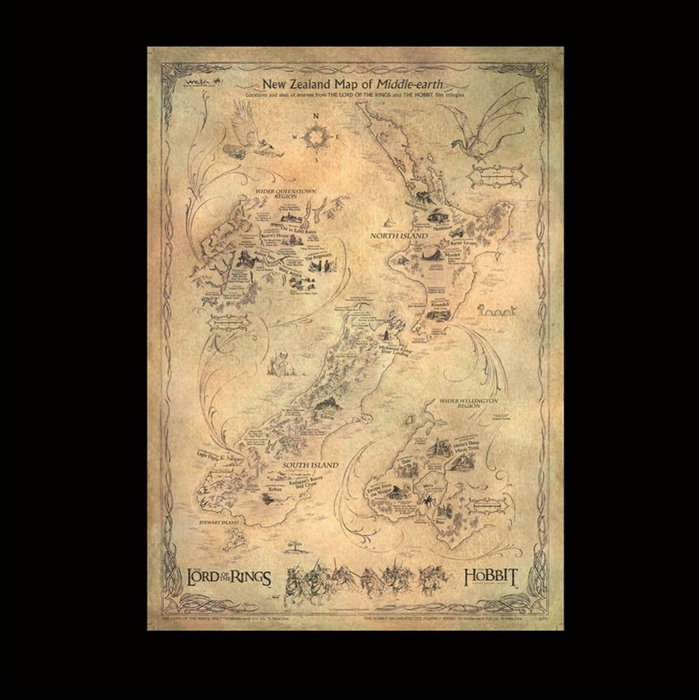 El Hobbit Litografia New Zealand Map of Middle Earth 50 x 70 cm El Hobbit Litografia New Zealand Map of Middle Earth 50 x 70 cm