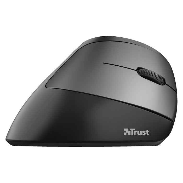 Trust Bayo Ergo Maus 6Tasten, Ratón Ergonómico Inalámbrico Óptico para Mano Derecha, 2400 DPI, 6 Botones, RGB, Recargable USB-C, Negro
