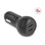 Delock Cargador de Coche 64330, 2 Puertos USB Tipo-C PD 3.0 40W para Encendedor, Negro, Compatibilidad Universal con Protección