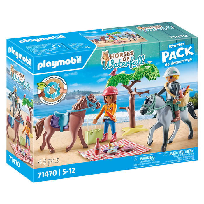 PLAYMOBIL 71470 - Horses of Waterfall Juguete de Acción y Aventura con 2 Figuras y Caballos para Niños +5 Años, Multicolor