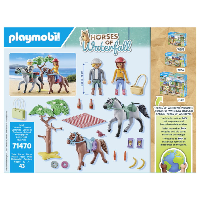 PLAYMOBIL 71470 - Horses of Waterfall Juguete de Acción y Aventura con 2 Figuras y Caballos para Niños +5 Años, Multicolor
