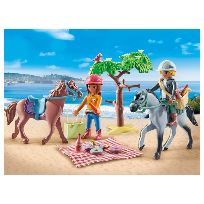 PLAYMOBIL 71470 - Horses of Waterfall Juguete de Acción y Aventura con 2 Figuras y Caballos para Niños +5 Años, Multicolor