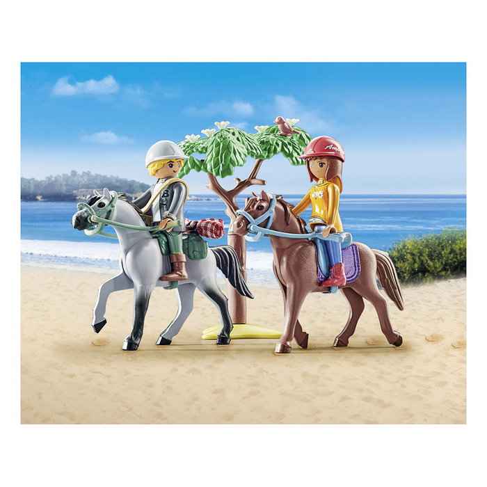 PLAYMOBIL 71470 - Horses of Waterfall Juguete de Acción y Aventura con 2 Figuras y Caballos para Niños +5 Años, Multicolor