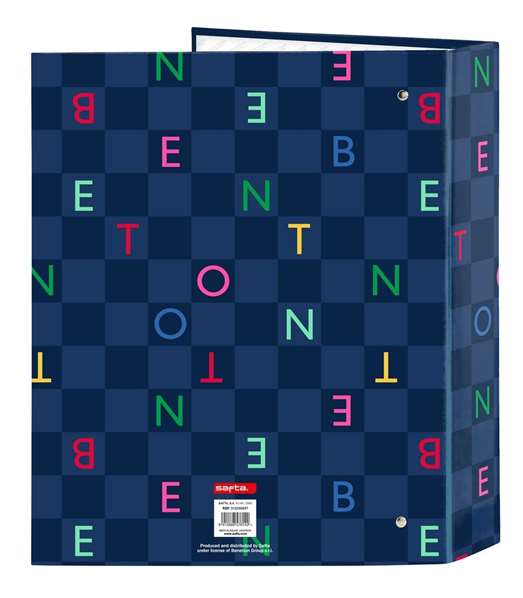 Carpeta de anillas Benetton Damero Azul marino A4 27 x 33 x 6 cm