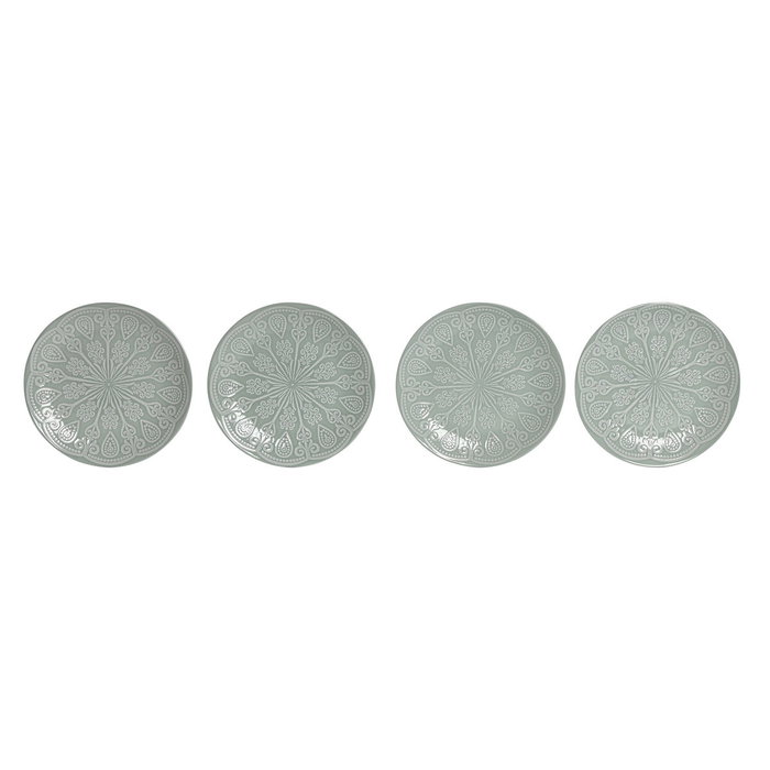 DKD Home Decor Set de 4 Platos Mandala 24 en Gres Verde Menta DKD Home Decor Set de 4 Platos Mandala 24 en Gres Verde Menta