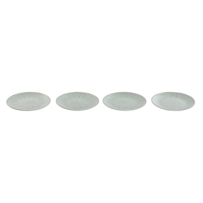 DKD Home Decor Set de 4 Platos Mandala 24 en Gres Verde Menta DKD Home Decor Set de 4 Platos Mandala 24 en Gres Verde Menta