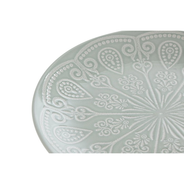 DKD Home Decor Set de 4 Platos Mandala 24 en Gres Verde Menta DKD Home Decor Set de 4 Platos Mandala 24 en Gres Verde Menta