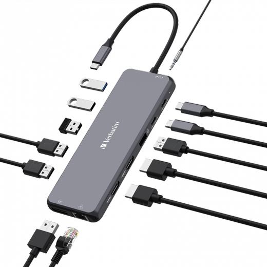 Verbatim USB-C Pro Multiport Hub 13 Puertos CMH-13 Plata Verbatim USB-C Pro Multiport Hub 13 Puertos CMH-13 Plata