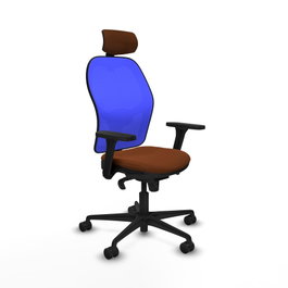 PIQUERAS Y CRESPO Silla de oficina Jorquera con Mecanismo Sincro, Marrón y Azul