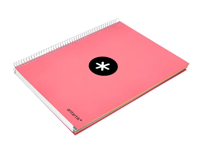 Antartik Cuaderno espiral A4 micro tapa forrada 120 hojas 90 gr cuadro 5mm 5 bandas color coral