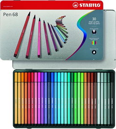 STABILO Pen 68 Estuche Metálico de 30 Rotuladores Surtidos