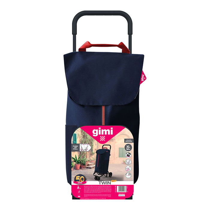 Gimi Carro de la Compra Twin Azul 50L 154320 Doble Uso 4 Ruedas/2 Ruedas Poliéster