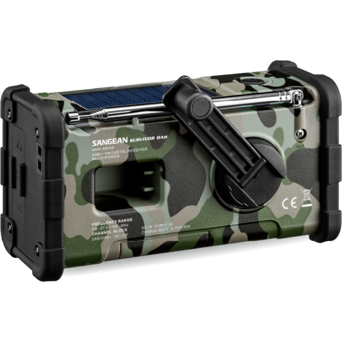 Sangean MMR-88 DAB+ Camuflaje Radio de Emergencia con Manivela y Solar