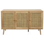 Home Deco Factory Aparador Bali 3 Puertas Madera y Ratán 115x39x70 cm Colección Natural