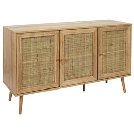 Home Deco Factory Aparador Bali 3 Puertas Madera y Ratán 115x39x70 cm Colección Natural