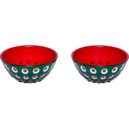 Guzzini Le Murrine Juego de 2 Cuencos 12 cm Verde Esmeralda/Blanco/Rojo