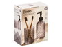 Berilo Set de 2 Dosificadores con Vaso de Vidrio 410 ml para Baño - Color Gris, Dimensiones 16x20x8 cm (Set de 12)