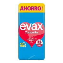Evax Compresa Higiénica Cottonlike con Alas Normal Plus 28 Unidades