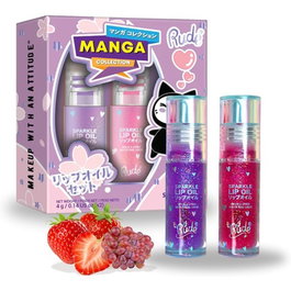 Rude Cosmetics Set Grape Sparkle y Strawberry Sparkle Lip Oil 4 ml + 4 ml