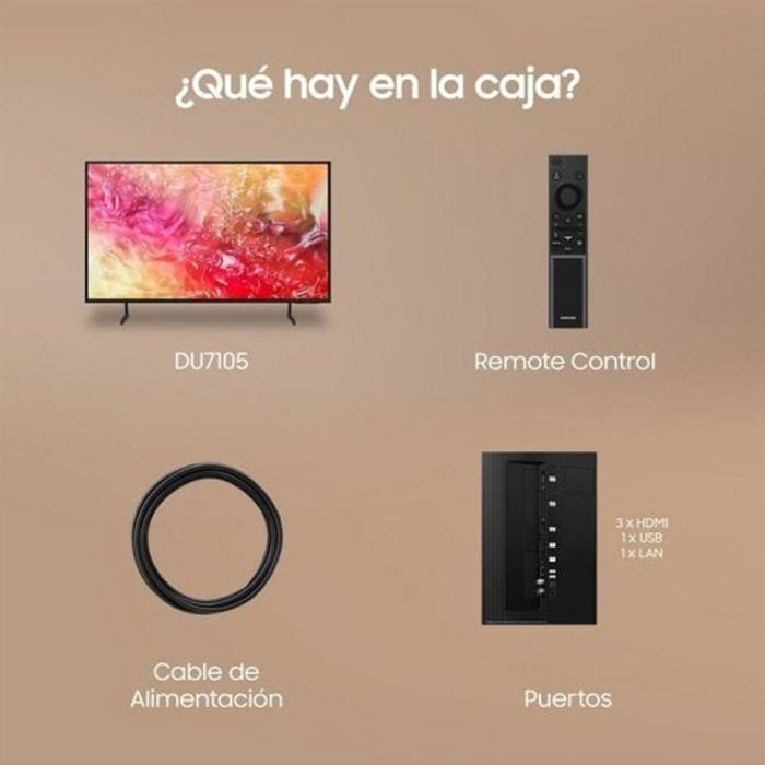 Samsung TV 65 Pulgadas LED 4K Ultra HD Smart TU65DU7105 con Tizen, HDR10+, Crystal UHD, Motion Xcelerator