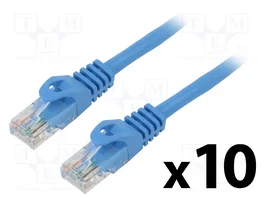 Lanberg Pack de 10 Patchcord Cat.5e UTP 1,5m azul Fluke Passed
