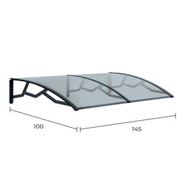 Art Plast Marquesina alveolar de policarbonato transparente de 6 mm, 100 x 145 cm, Gris oscuro