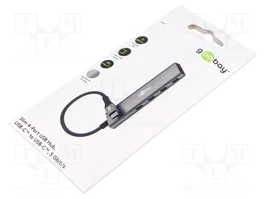 GOOBAY Hub USB 3.2 con 4 puertos USB C, Gris