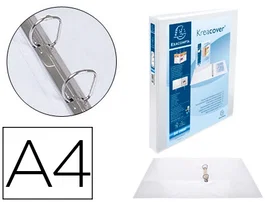 Exacompta Carpeta Canguro 2 Anillas 30 mm Din A4+ Personalizable Polipropileno Blanco