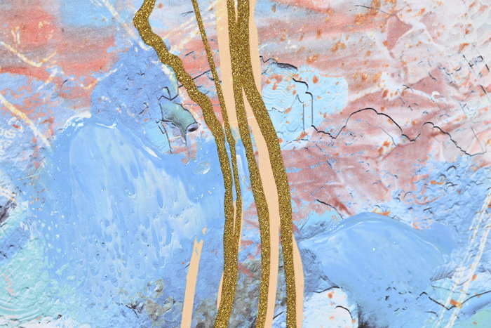 DKD Home Decor Cuadro Lienzo Abstracto de 2 Piezas en Azul y Dorado
