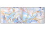 DKD Home Decor Cuadro Lienzo Abstracto de 2 Piezas en Azul y Dorado