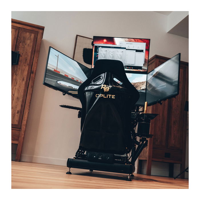 Oplite 101271 - Soporte para monitor de simulador de vuelo/carreras R8 Fury, Negro, Acero, 782 x 70 x 252 mm