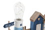 DKD Home Decor Mediterraneo Decoracion Luminosa Faro Led Mdf Azul Blanco 6.8 x 23 x 32 cm