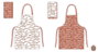 DKD Home Decor Delantal Cottage Terracota Blanco 60 x 80 x 0.5 cm Set de 2 (4 Unidades)