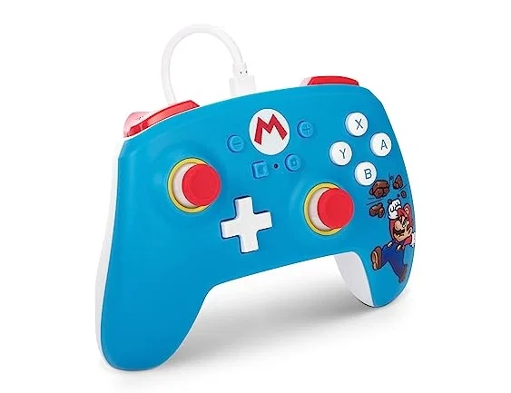 Power A Mando con cable Mario Brick Breaker para Nintendo Switch Blanco mate