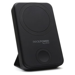 Realpower Powerbank PB-10000 10000mAh Cargador Inalámbrico Compatible MagSafe Negro para Smartphone y Reloj Inteligente