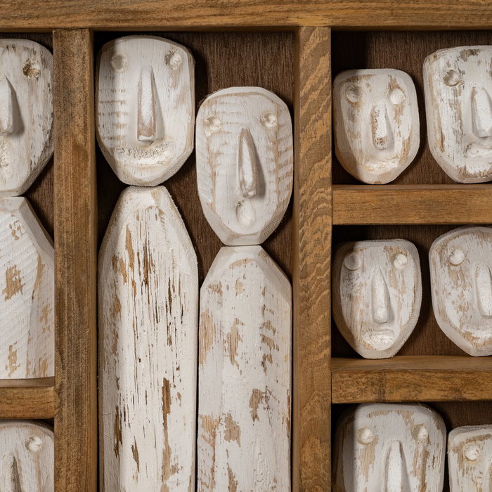 Mural Pared Figuras Marrón Madera 120 X 164 X 6 cm