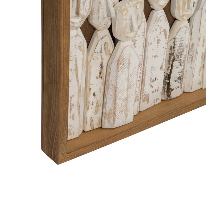 Mural Pared Figuras Marrón Madera 120 X 164 X 6 cm