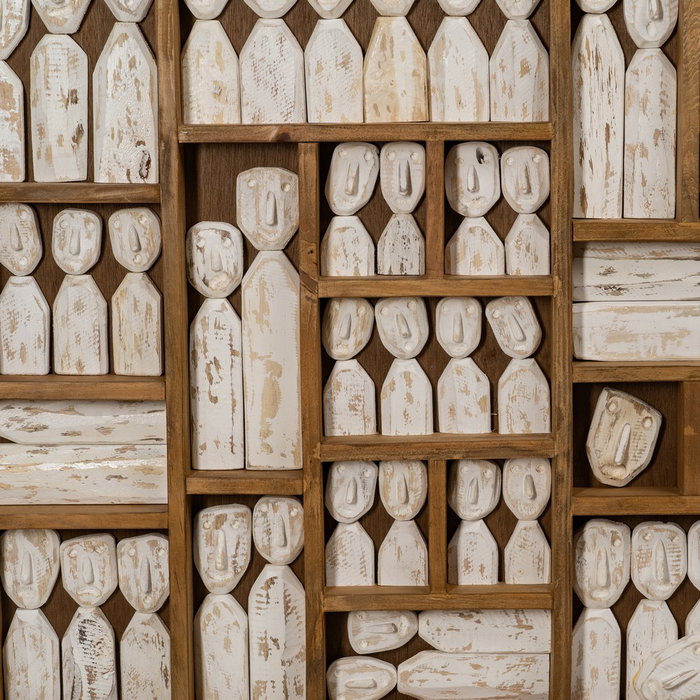 Mural Pared Figuras Marrón Madera 120 X 164 X 6 cm