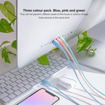 Nanocable Pack de 3 Cables USB-A a Lightning Macho Mallados 1m - Colores Pastel (Rosa, Verde, Azul) Nanocable Pack de 3 Cables USB-A a Lightning Macho Mallados 1m - Colores Pastel (Rosa, Verde, Azul)