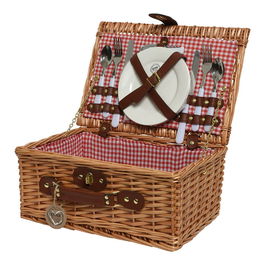 Cesta de Picnic Completa para 2 Personas 26 x 38 x 18 cm de Mimbre con Accesorios