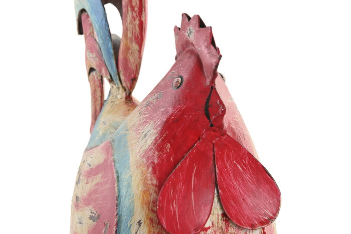 DKD Home Decor Decoración de Metal Gallo Rojo y Azul