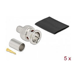 DeLOCK Conector coaxial BNC macho para engarzar RG6 75 Ohm con tubo termorretráctil - 5 piezas