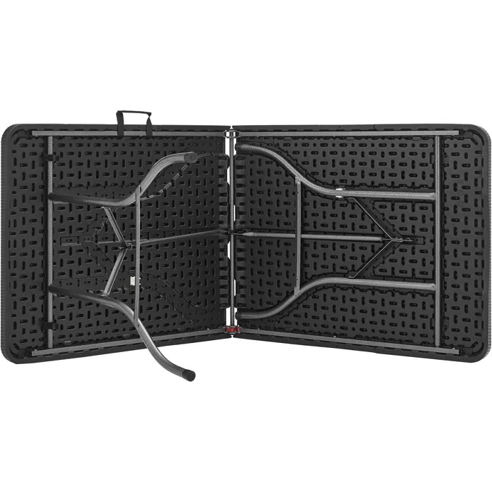 Mesa de Recepción Plegable para 8 Personas 180x74x73.5cm Negro Estructura Acero Tapa Polietileno Imitación Resina