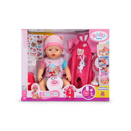 MGA Muñeca Emma + Outfit Baby Born 43cm con Funciones Realistas Sin Pilas, 10+1 Accesorios, Incluye Biberón, Chupete, Pañal y Álbum